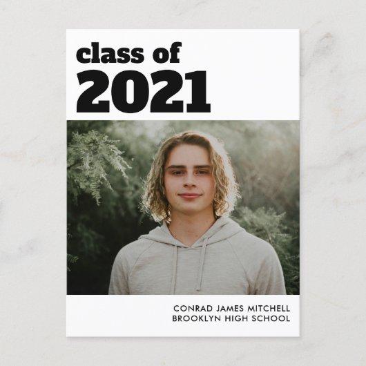 Simple Modern Class of Graduate Graduation Photo Announcement Postcard