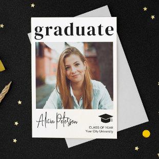 Simple modern graduate photo graduation  announcement