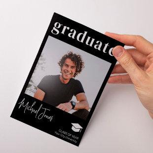 Simple modern graduate photo graduation black announcement