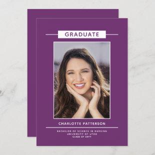 Simple Modern Graduation Script Photo Purple