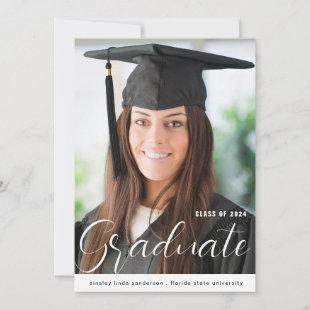 Simple Modern Photo Script Graduation Announcement