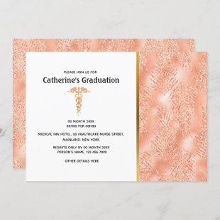 Simple modern rose gold glitter graduation party invitation