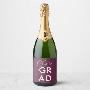 Simple Modern Stylish Burgundy Graduation Party Sparkling Wine Label