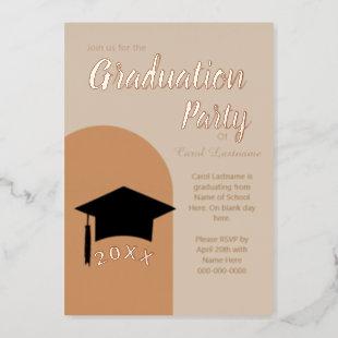 Simple Modern Terracotta Graduation Party Arch Foil Invitation
