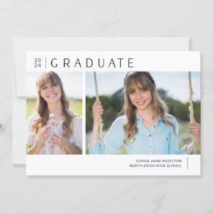 Simple Modern Two Photo Graduation Party Invitation