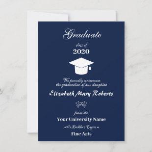 Simple Navy Blue and White College University Announcement