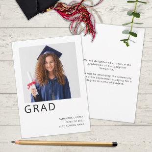 Simple Photo 2022 Graduation White  Announcement