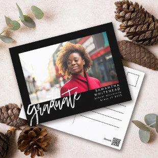 Simple Photo Graduate Announcement 2022 Black Postcard