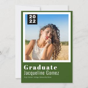 Simple Photo Graduation 2022 Party Green Invitation