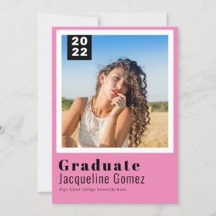 Simple Photo Graduation 2022 Party Pink Invitation