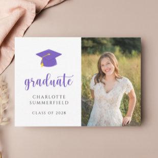 Simple Purple Gold Graduation Cap Tassel Invitation