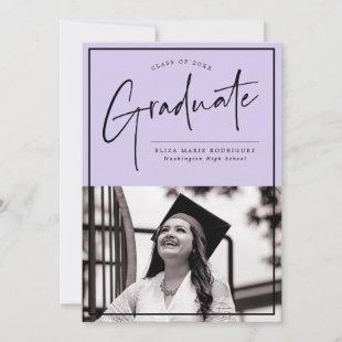 Simple Purple Graduate Typography Graduation Announcement