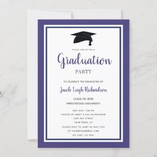 Simple Purple White Modern Graduation Party Invitation