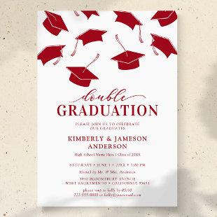 Simple Red Double Graduation Party Invitations