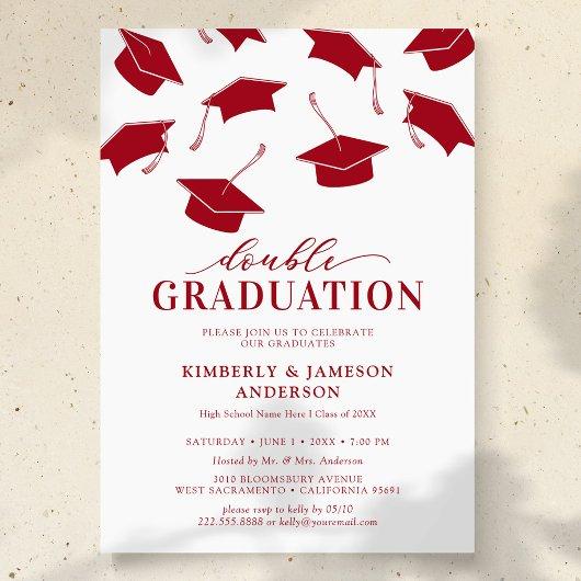 Simple Red Double Graduation Party Invitations