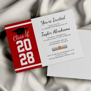 Simple Red White 2024 Graduation Party Invitation