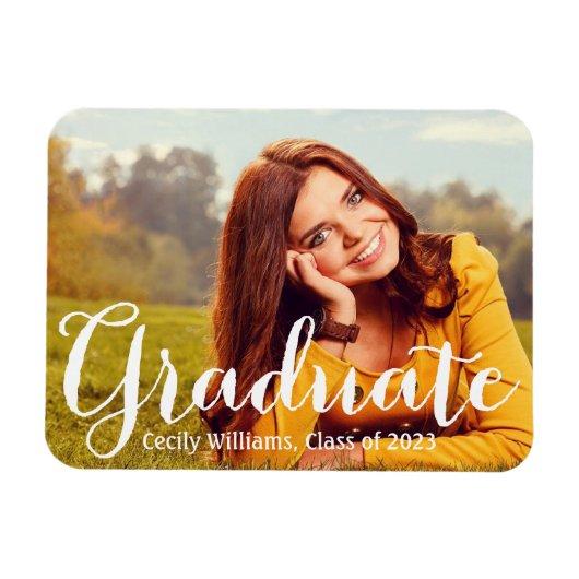 Simple Rustic Graduate Script Photo Graduation Magnet