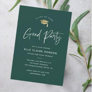 Simple Script Green Graduation Party Invitation