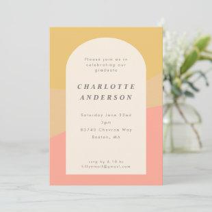 Simple Shapes Pastel Coral Yellow Graduation Party Invitation