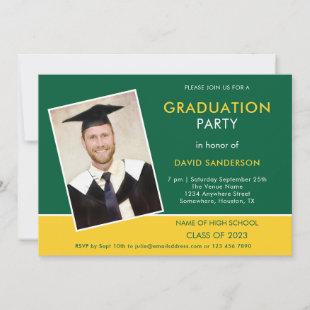 Simple Text Photo Yellow Green 2024 Graduation Invitation