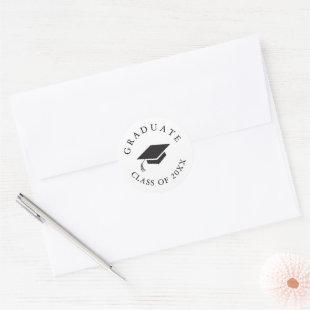Simple Type Graduation Cap Class of Classic Round Sticker