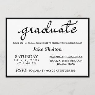 Simple Typography Open House Graduation Invitation