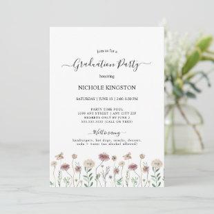 Simple Wildflower Graduation Party Invitation