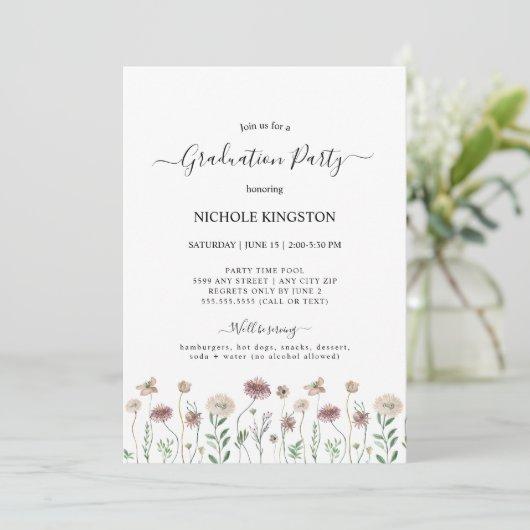 Simple Wildflower Graduation Party Invitation