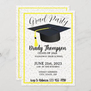Simple Yellow Two Photo Graduation Party Invitation