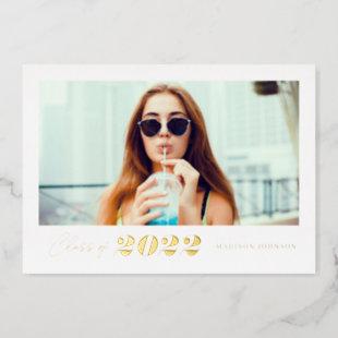 Simply Bold Type Class of 2022 Photo Gold Foil Invitation