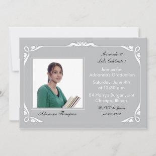Siver Frame - graduation party invitation
