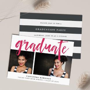 Sketched Pink | Photo Graduation Party Invitation