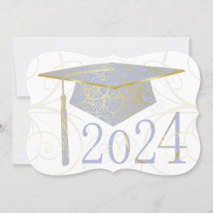 Sky Blue and Gold Floral Cap 2024 Card