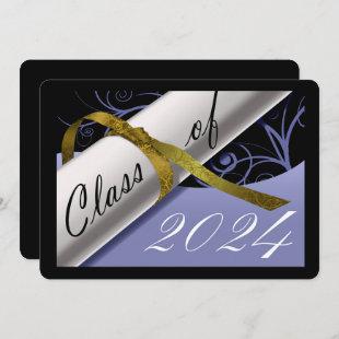 Sky Blue and Gold Graduation Party Invitation