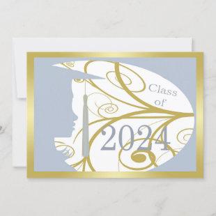 Sky Blue and Gold Silhouette 2024 Card