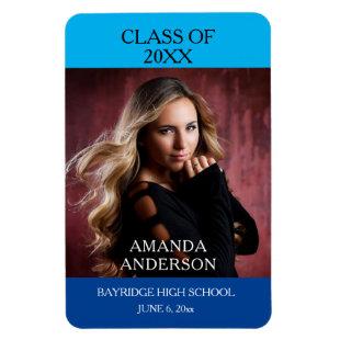 Sky Blue and Navy Photo Graduation Announcement Magnet