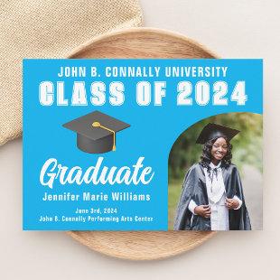 Sky Blue Graduate Photo Custom 2024  Graduation Announcement