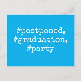 Sky Blue Hashtag Postponed Graduation Party Postcard