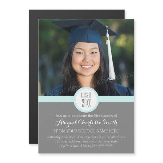Sky Grey Modern Graduation Party Magnetic Card