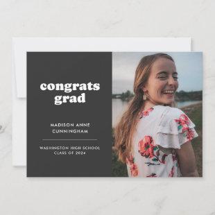 Slate and White Congrats Grad Two Photo Graduation Announcement