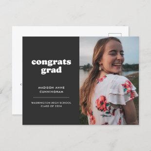 Slate Congrats Grad Photo Graduation Invitation Postcard