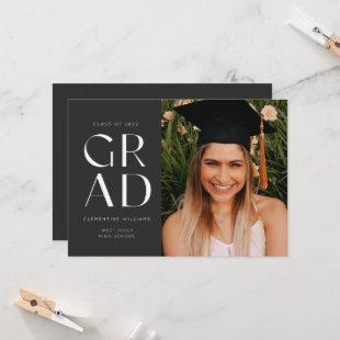 Slate Grad Block Modern Photo Graduation Invitation