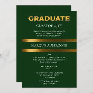 Sleek College | Univ Green | Gold Graduation Party Invitation