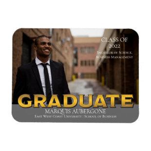 Sleek College | Univ Photo Graduate Gray | Gold Magnet