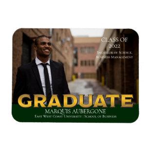 Sleek College | Univ Photo Graduate Green | Gold Magnet