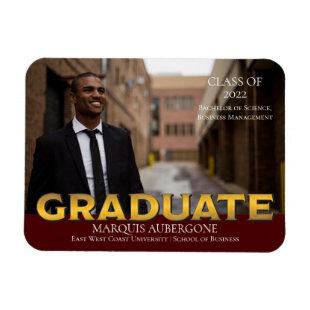 Sleek College | Univ Photo Graduate Maroon | Gold Magnet