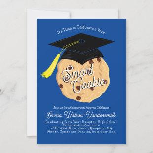 Smart Cookie Graduation Party Blue Invitation