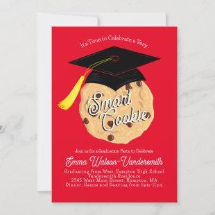 Smart Cookie Graduation Party Red Invitation
