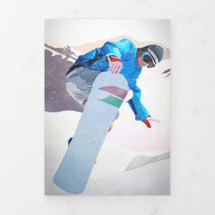 Snowboarding Trifold Letter Fold Announcement