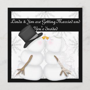 Snowman Wedding Invitations with Snowflakes